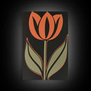 Framed Canvas Wall Art, Dark Botanical Black Background Orange Flower Modern Boho Wall Art Living Room Decor Above Sofa