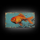 Retro 80s Style Painting of a Gold Fish, Framed Canvas Print, Home Decor Gift Artwork, Fish Painting, Fish Art