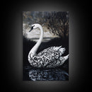 Elegant Gothic Swan Canvas Print | Framed Swan Poster Canvas | Wildlife Decor, animal prints, Swan Painting, Rustic Home Decor, Living Room Art