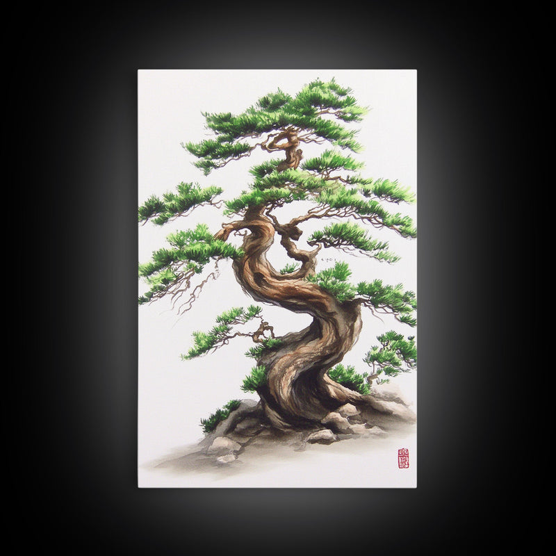 bonsai watercolor Wabi Sabi Bonzai Tree Watercolor Painting Print, Minimalist Home Decor, Muted Statement Piece, Subdued Wall Art