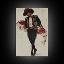 Spanish Toreador Framed Canvas Print, Impressionist Wall Art, Mexicano Wall Art, Spanish Decor, Spanish Wall Art, Cultural Decor