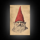 Sketch of a Gnome Canvas Print - Framed Canvas - Minimalist Christmas Art - Boho Christmas Art - Rustic Christmas Art