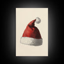 Painting of Santa's Hat Canvas Print - Framed Canvas - Minimalist Christmas Art - Boho Christmas Art - Rustic Christmas Art
