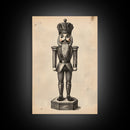 Retro Nutcracker Canvas Print - Framed Canvas - Minimalist Christmas Art - Boho Christmas Art - Rustic Christmas Art