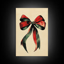 Christmas Bow Canvas Print - Framed Canvas - Minimalist Christmas Art - Boho Christmas Art - Rustic Christmas Art