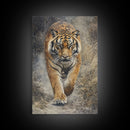 Tiger On The Hunt Framed Canvas Print, Framed Wall Art, Statement Piece, Gift For Him, Father's Day Gift, Tiger Oil Painting