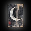 Wabi Sabi Crescent Moon Canvas Print - Moon Painting Wall Art - Moon Wall Art - Japanese Style Art - Japanese Style Decor