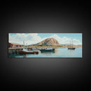 Morro Bay Panoramic Art, Nautical Landscape Painting, Canvas Print, Seascape Panoramic Painting, Seascape Landscape Wall Art Home Decor