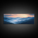 Morning Fog Over the Blue Ridge Mountains, Framed Canvas Print, Landscape Nature Wall Art, Painting Canvas Print, Mountain Painting Art