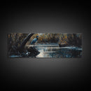 Blue Heron Wall Art, Framed Canvas Print, Nautical Home Decor, Blue Heron Painting, Panoramic Horizontal Wall Art