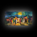 Christmas Nativity Scene Art Print - Framed WalL Art Canvas Print - Mary, Joseph and Baby Jesus in Bethlehem Abstract Oil Painting Print
