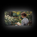 Victorian Oil Painting Print of a Woman In The Garden, Framed Canvas Print, Ready To Hang Art, Woman in Garden Painting Wall Art