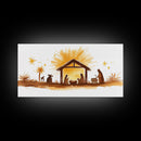 Cute Nativity Watercolor Painting Canvas Print - Framed Wall Art - Ready To Hang - Christmas Nativity Centerpiece Wall Art