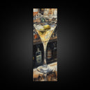 Realistic Martini Glass with Olives, Classic Cocktail Art, Bar Scene Canvas Print, Retro Kitchen Decor, Olive Martini Painting