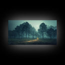 Gloomy Spooky Forest, ready to hang canvas print wall art, Lakehouse Cabin Wall Decor