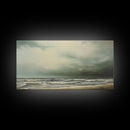 Beach Wall Art, Framed Canvas Print, Newport Beach Art, Beach House Decor, Drab and Moody / Subdued Wall Art, A Stormy Day