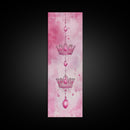 Regal Crown Gem Painting Framed Canvas Print Featuring Pink Abstract Art with Sparkling Gemstone Accents for Whimsical Wall Art Spaces
