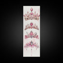 Royal Pink Tiara Framed Canvas Print Princess Gemstone Painting Feminine Wabi Sabi Art Vertical Wall Art Elegant Home Decor