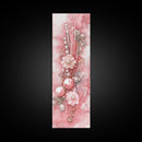 Elegant Pink Pearl Hair Accessories Framed Canvas Print with Whimsical Art Touch for Feminine and Minimalist Decor