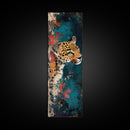 Leopard Wall Art Framed Canvas Print Featuring Elegant and Colorful Design, Perfect Vertical Boho Home Decor Accent Piece