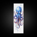 Blue Octopus Art Framed Canvas Print Vibrant Marine Life Decor Whimsical Coastal Nautical Artwork Living Room Statement Piece