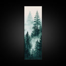 Misty Pine Forest Canvas Print Rustic Wall Art Sage Green Wall Art Bedroom or Living Room Forest Landscape Wabi Sabi Piece