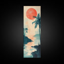 Tropical Sunset Coastal Landscape Framed Canvas Print | Nautical Wall Art | Coastal Painting | Nautical Decor | Gift Idea Her | Vertical Art