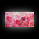 Watercolor Hearts Canvas Print, Romantic Light Pink Wall Art, Feminine Cottagecore Decor, Rustic Artwork Gift Idea, Original Painting