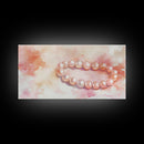 Pearl Bracelet Canvas Print Light Pink Wall Art Feminine Jewelry Artwork Romantic Rustic Decor Cottagecore Aesthetic Bedroom Ar