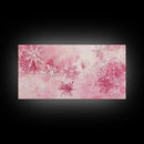 Winter Snowflake Motif with Pink Christmas Wall Art Aesthetic on Framed Canvas Print, Holiday Living Room or Bedroom Decor