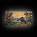 Exotic Jungle Elephant Canvas Print Rustic Botanical Decor Moody Art Wildlife Art Living Room Wall Art Gift Idea