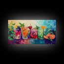Refreshing Summer Drinks Canvas Print, Vibrant Foodie Kitchen Art, Colorful Beverage Wall Art, Dining Room Decor, Cocktail Party Art