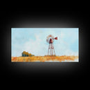 Rustic Windmill Framed Canvas Print Perfect Above Sofa Farmhouse Art Panoramic Artwork Wabi Sabi Inspired Bedroom Horizontal Wall Art