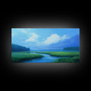 Marshland Panoramic Canvas Print, Coastal Landscape Art Bedroom Decor, Rustic Wall Art Living Room Gift, Nautical Horizontal Artwork
