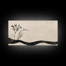 Minimalist Nature Framed Canvas Print, Wabi Sabi Wall Art Above Sofa Decor, Rustic Botanical Artwork Idea Horizontal Bedroom Decor