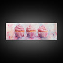 Elegant Cupcakes Canvas Print Horizontal Wall Art Wabi Sabi Art Pink Wall Kitchen Decor Minimalist Bakery Prints