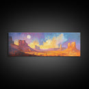 Desert Moonlight Glow Canvas Print, Moody Art, Above Couch Wall Art, Southwest Painting, Bedroom Art, Rustic Wall Decor, Gift Idea