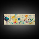 Framed Canvas Print of Science Art with Abstract Diagrams, Therapy Art, Brain Art, Panoramic Wall Art, Horizontal Living Room Art
