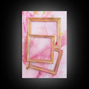 Golden Frames on Pink Canvas Print | Abstract Minimalist Wall Art | Rustic Gold Decor | Wabi Sabi Aesthetic | Living Room Accent | Gift Idea