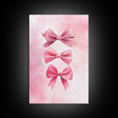 Pink Ribbon Trio Canvas Print, Feminine Wall Art, Light Pink Wall Art, Gift Idea for Her, Whimsical Art, Minimalist Art, Bedroom Wall Decor