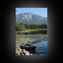 Mountain Reflections Framed Canvas Print Lake Tahoe Art Nautical Wall Art Rustic Decor Farmhouse Wall Art Living Room Art Landscape Painting