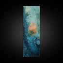 Golden Leaf, botanical prints, wabi sabi wall art, nature inspired art, minimalist art, teal wall art, Canvas Print