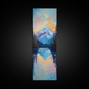 Sunset Mountain, lake Tahoe art, pine tree art, mountain painting, rustic wall art, above couch art, Framed Canvas Print