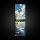 Lake Reflection, Landscape Painting, Moody Art, Coastal Decor, Above Sofa Art, Bedroom Art, Framed Canvas Print