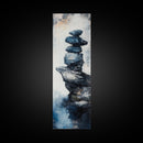 Stacked Rocks, wabi sabi art, zen wall art, minimalist art, sacred geometry wall art, framed canvas print, vertical wall art