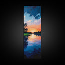 Lake Sunset, Reflections, Moody Art, Framed Canvas Print, Coastal Landscape Art, Horizontal Wall Art, Above Sofa Art