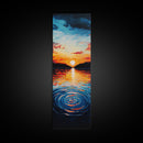 Ocean Horizon, Sunset Glow, Moody Painting, Framed Canvas Print, Coastal Landscape Art, Wabi Sabi Art, Vertical Wall Art