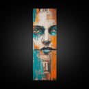 Abstract Portrait, chicano art, afrocentric wall art, moody art, urban art, framed canvas print, tall skinny art, geometric wall art