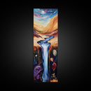 Surreal Waterfall, wabi sabi art, zen wall art, fantasy landscape, blue and green wall art, framed canvas print, panoramic art