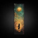 Moonlight, dark romance painting, moody art, forest at dusk painting, celestial art, teal wall art, framed canvas print, gift idea